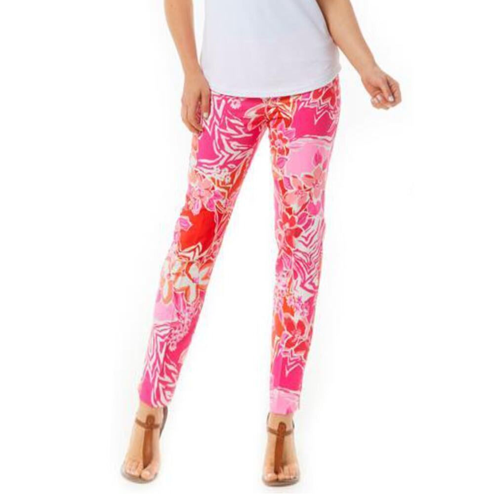 NWT IBKUL Women's Pascha Floral Print Stretch Tummy Control UPF 50+ Ankle Pants